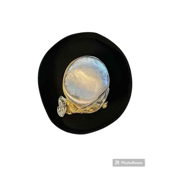 RARE! Sonni of San Francisco BlackGOLD Wool Derby Hat Vintage 1980s Wide Brim - Picture 4 of 5